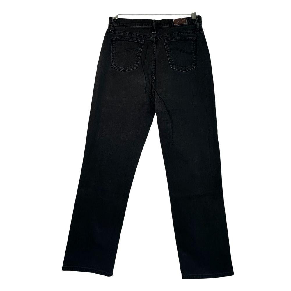 Lee Relaxed Straight Leg Jeans Womens 8 Long Black Denim Stretch
